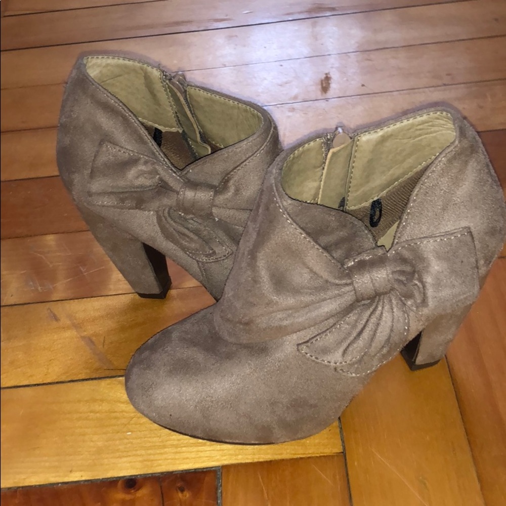 Suede bootie heels